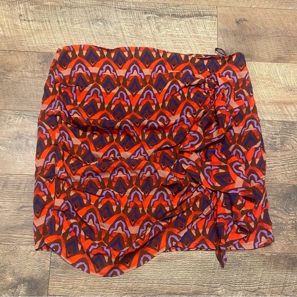 NWT Anthropologie Viscose Blend Dolan Ruched Ruffle Boho Mini Skirt Size XL - Picture 2 of 5